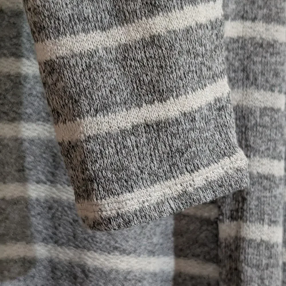 Pink Rose | Gray Stripe Hooded Long Knit Cardigan | Women's Size XL